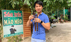  Tiêu 3 khúc trúc tím sơn lòng cao cấp