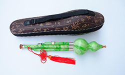  Sáo bầu nạm ngọc 2 bè có bao da