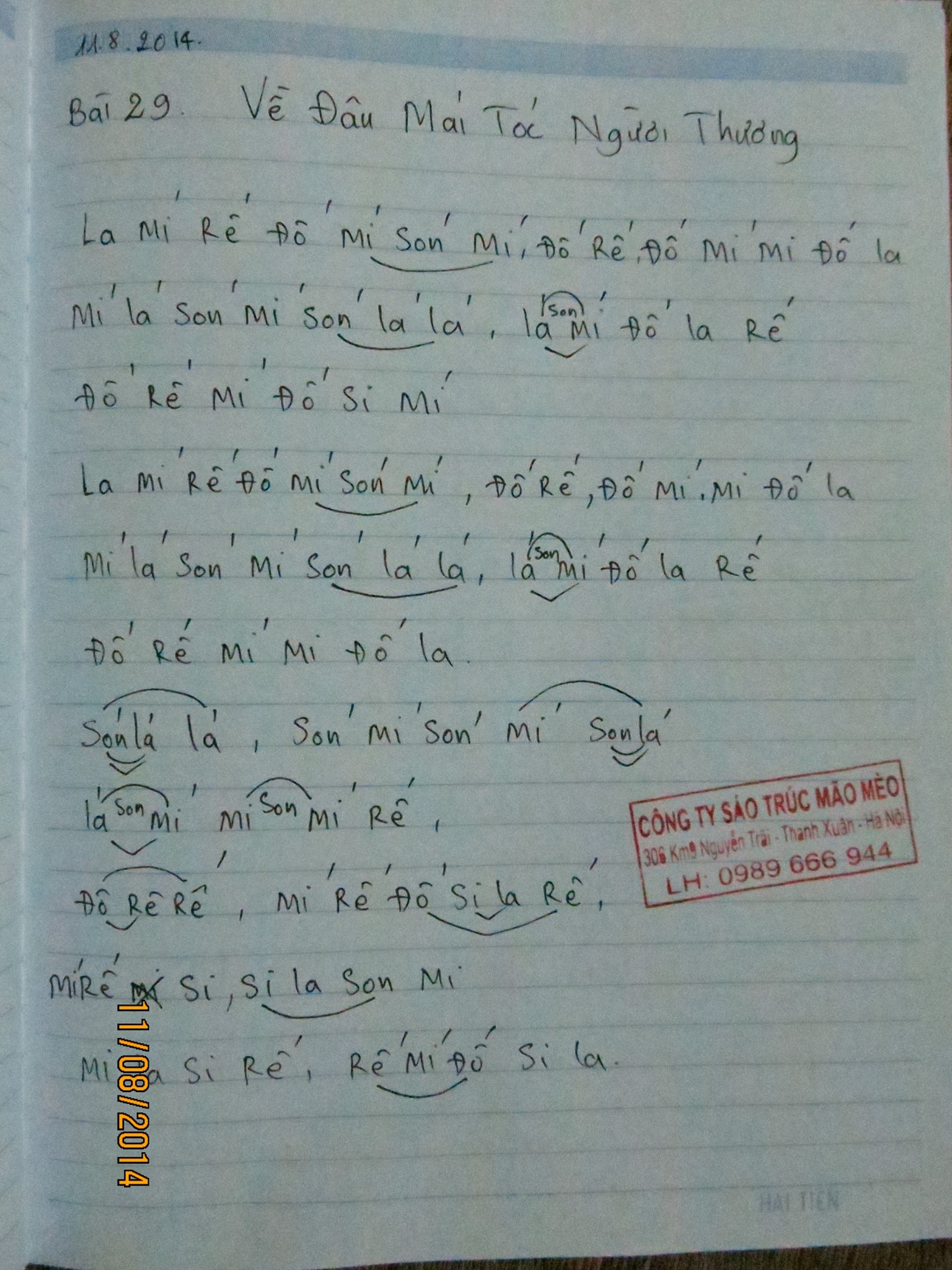 Cảm âm sáo trúc bài Về đâu mái tóc người thương