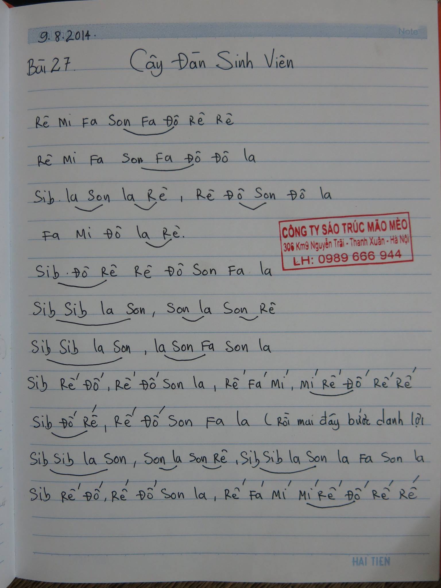 Cảm âm sáo trúc bài Cây đàn Sinh Viên